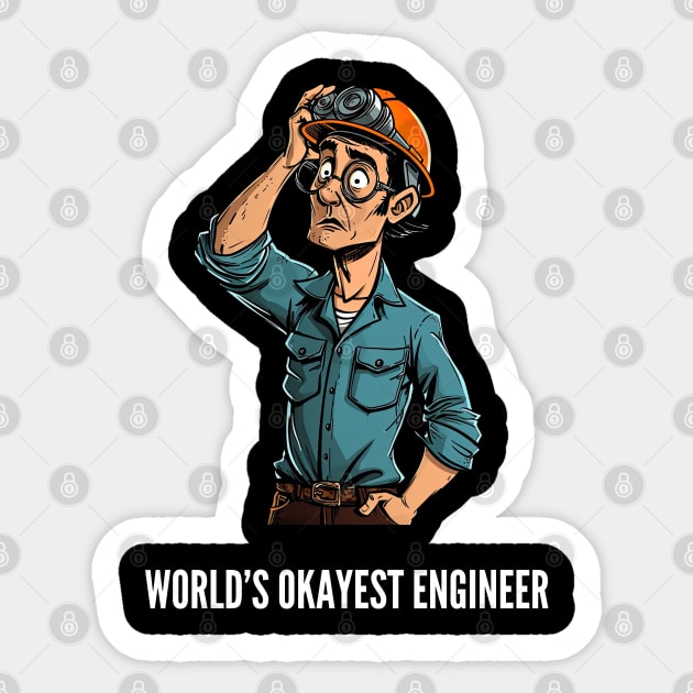 World's Okayest Construction Engineer v1 Sticker by AI-datamancer